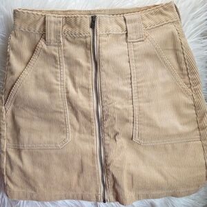 Hollister Tan Corduroy Skirt with Front Zipper